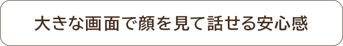 大きな画面で顔を見て話せる安心感