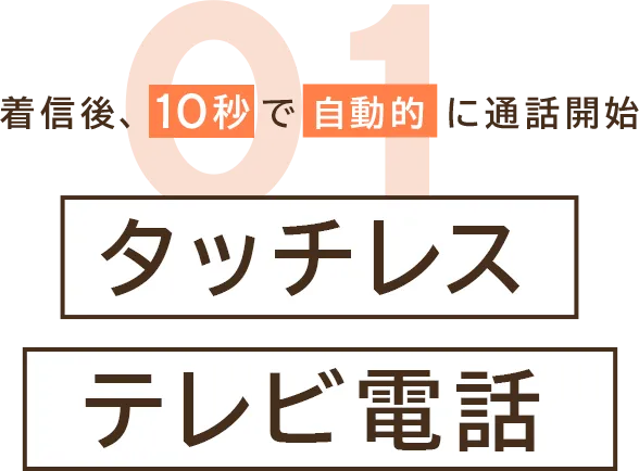 発信後、10秒で自動的に通話開始 タッチレステレビ電話